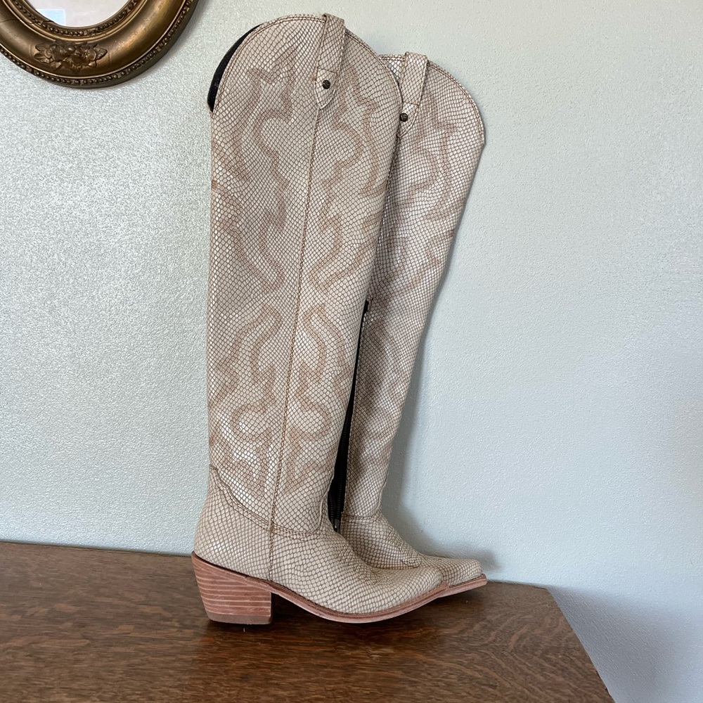 Liberty black NEVER BEEN WORN over the knee boot unique western style